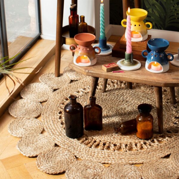 Jute Flower Rug floor